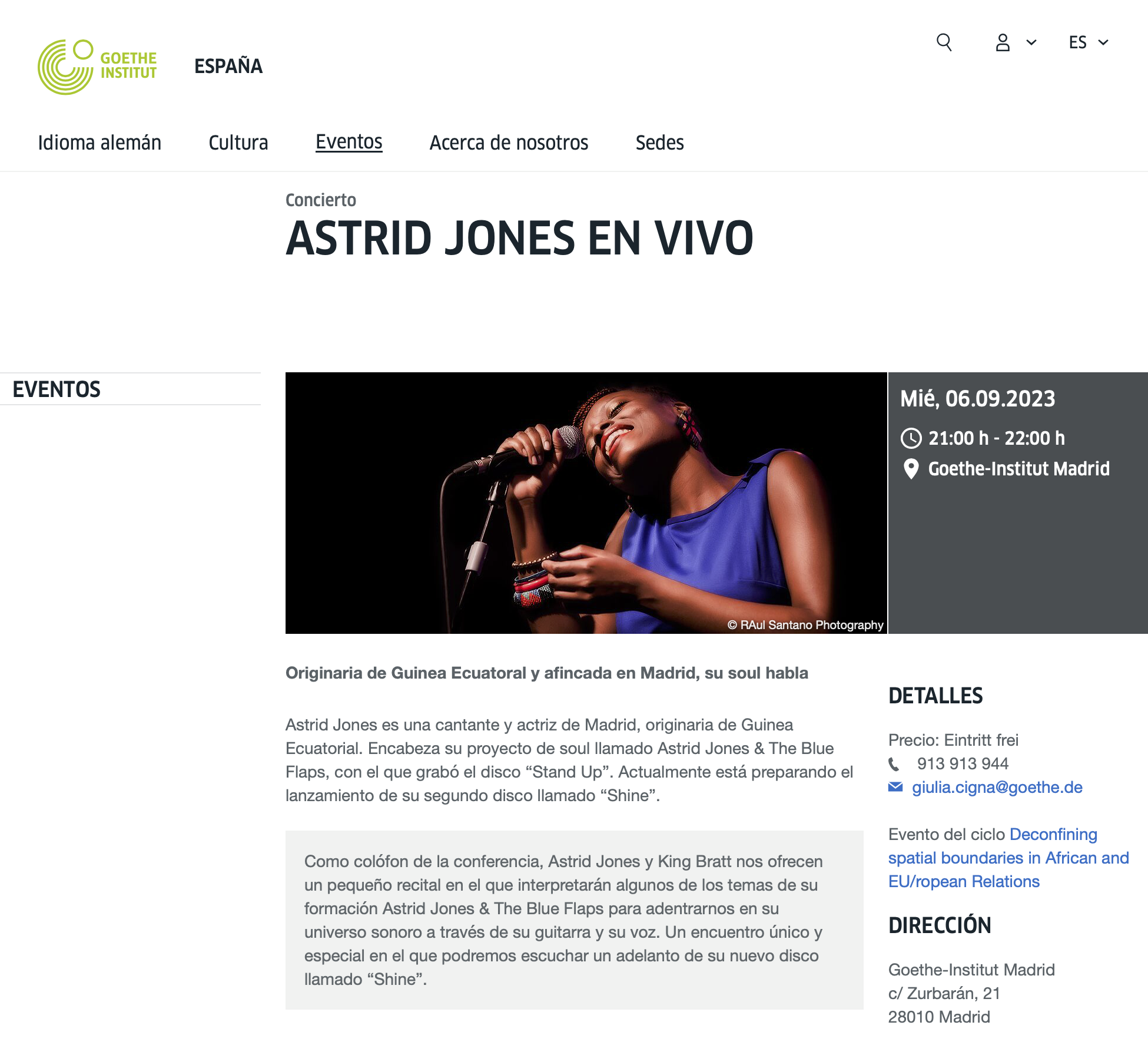 Astrid Jones & King Bratt en concierto en el Goethe Institute